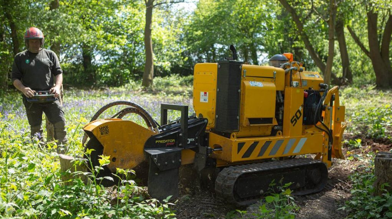 stump grinding machine being operated